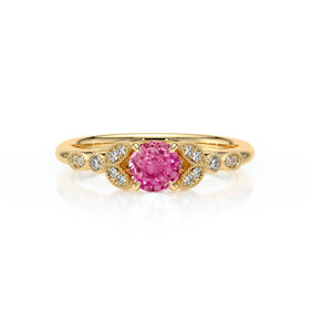 Solitaire accompagné saphir rose diamant Fou de toi - 4