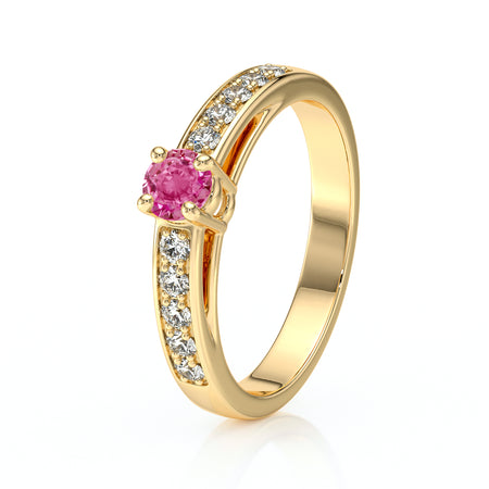 Solitaire accompagné saphir rose et diamant Pluie d’étoiles - 3