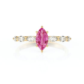 Solitaire accompagné saphir rose diamant Solstice - 1