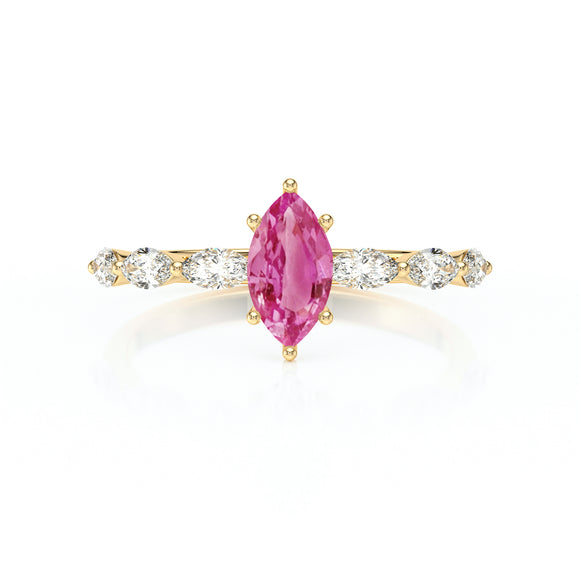 Solitaire accompagné saphir rose diamant Solstice - 1