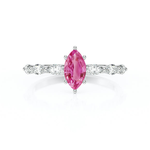 Solitaire accompagné saphir rose diamant Solstice - 1