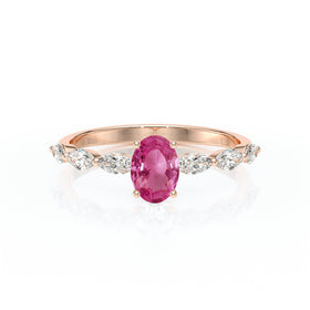 Solitaire accompagné saphir rose diamant Solstice - 2