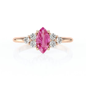 Solitaire accompagné saphir rose et diamant Divine Idylle - 11