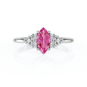 Solitaire accompagné saphir rose et diamant Divine Idylle - 11