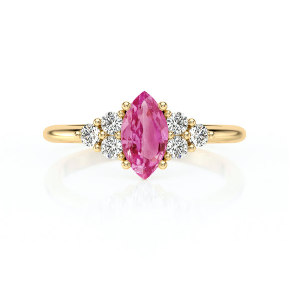Solitaire accompagné saphir rose et diamant Divine Idylle - 11
