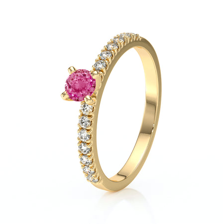 Solitaire accompagné saphir rose et diamant Divine Idylle - 1