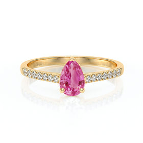 Solitaire accompagné saphir rose et diamant Divine Idylle - 2
