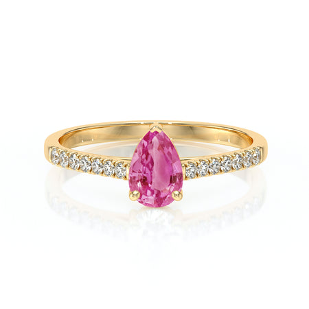 Solitaire accompagné saphir rose et diamant Divine Idylle - 2