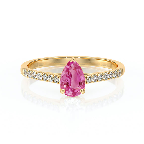 Solitaire accompagné saphir rose et diamant Divine Idylle - 2