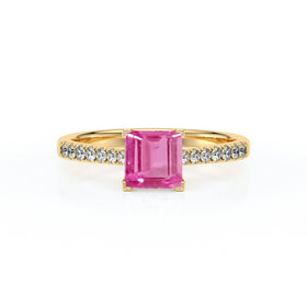 Solitaire accompagné saphir rose et diamant Divine Idylle - 27