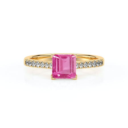 Solitaire accompagné saphir rose et diamant Divine Idylle - 27