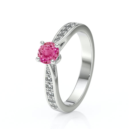 Solitaire accompagné saphir rose et diamant Pluie d’étoiles - 15