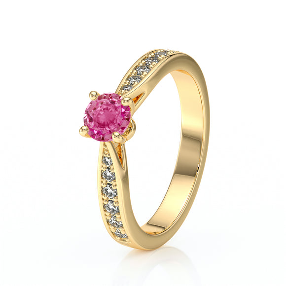 Solitaire accompagné saphir rose et diamant Pluie d’étoiles - 15