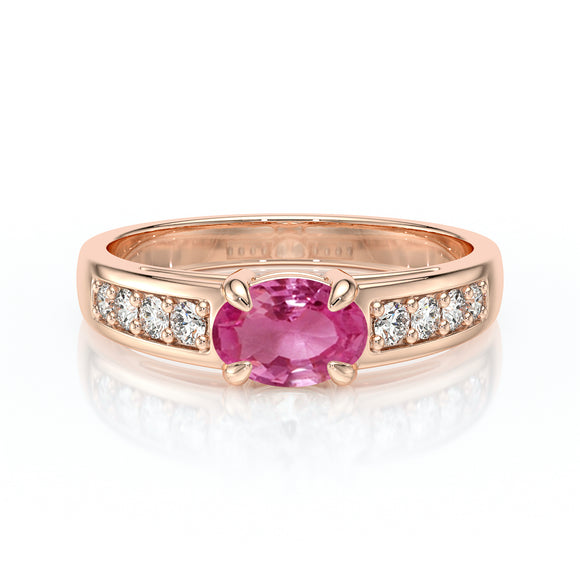 Solitaire accompagné saphir rose et diamant Pluie d’étoiles - 16