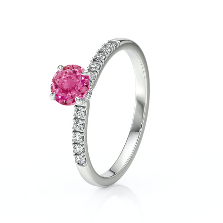 Solitaire accompagné saphir rose et diamant Pluie d’étoiles - 17