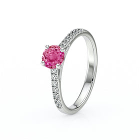 Solitaire accompagné saphir rose et diamant Pluie d’étoiles - 19