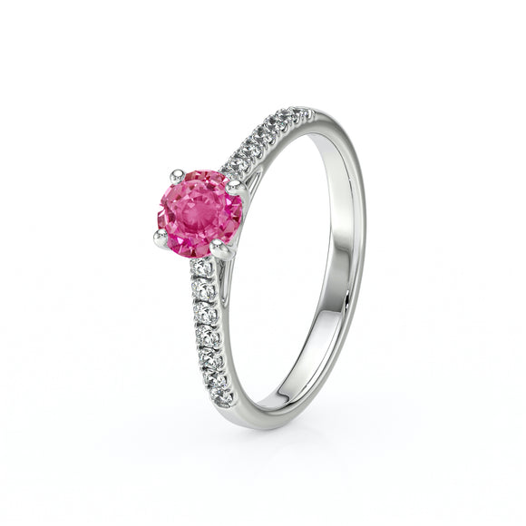 Solitaire accompagné saphir rose et diamant Pluie d’étoiles - 19