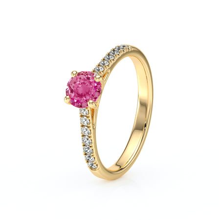 Solitaire accompagné saphir rose et diamant Pluie d’étoiles - 19
