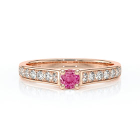 Solitaire accompagné saphir rose et diamant Pluie d’étoiles - 2