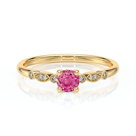 Solitaire accompagné saphir rose et diamant Pluie d’étoiles - 9