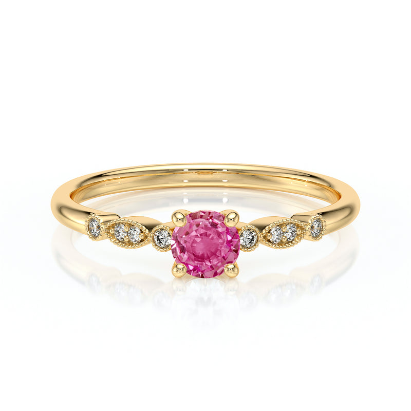 Solitaire accompagné saphir rose et diamant Pluie d’étoiles - 9