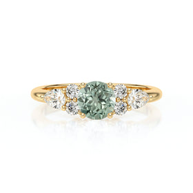 Solitaire accompagné saphir vert diamant Divine Idylle - 13