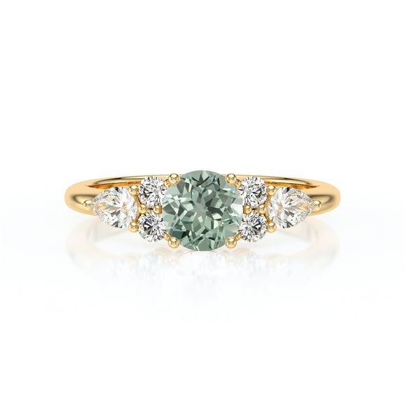 Solitaire accompagné saphir vert diamant Divine Idylle - 13