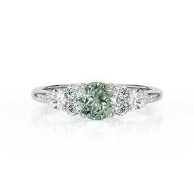 Solitaire accompagné saphir vert diamant Divine Idylle - 13