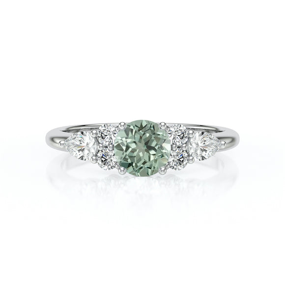 Solitaire accompagné saphir vert diamant Divine Idylle - 13