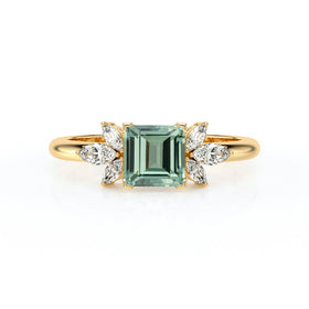 Solitaire accompagné saphir vert diamant Divine Idylle - 15