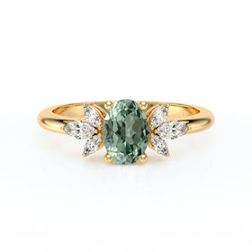 Solitaire accompagné saphir vert diamant Divine Idylle - 16