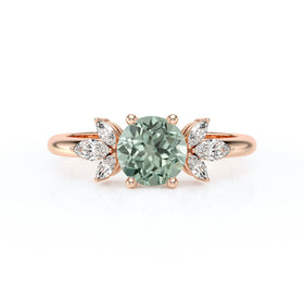 Solitaire accompagné saphir vert diamant Divine Idylle - 19