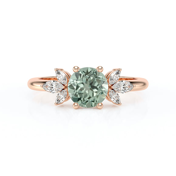 Solitaire accompagné saphir vert diamant Divine Idylle - 19