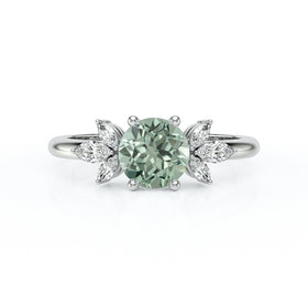 Solitaire accompagné saphir vert diamant Divine Idylle - 19