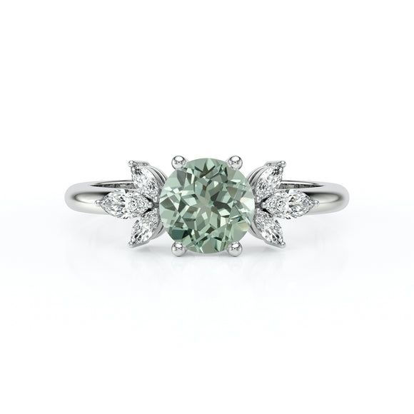 Solitaire accompagné saphir vert diamant Divine Idylle - 19