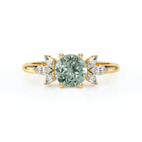 Solitaire accompagné saphir vert diamant Divine Idylle - 19