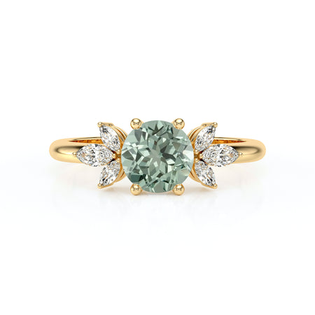 Solitaire accompagné saphir vert diamant Divine Idylle - 19