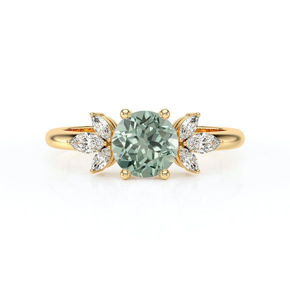 Solitaire accompagné saphir vert diamant Divine Idylle - 19