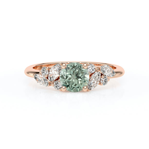 Solitaire accompagné saphir vert diamant Divine Idylle - 20