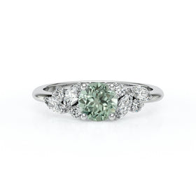 Solitaire accompagné saphir vert diamant Divine Idylle - 20