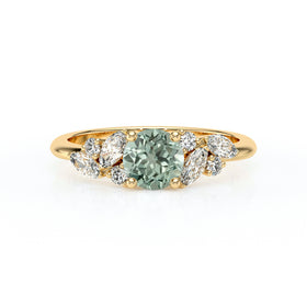 Solitaire accompagné saphir vert diamant Divine Idylle - 20