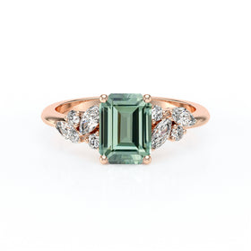 Solitaire accompagné saphir vert diamant Divine Idylle - 21