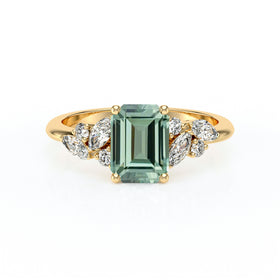 Solitaire accompagné saphir vert diamant Divine Idylle - 21