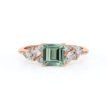 Solitaire accompagné saphir vert diamant Divine Idylle - 22