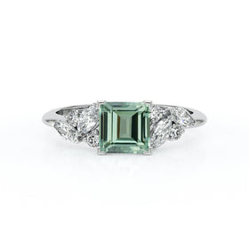 Solitaire accompagné saphir vert diamant Divine Idylle - 22