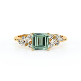 Solitaire accompagné saphir vert diamant Divine Idylle - 22