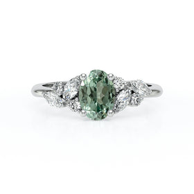 Solitaire accompagné saphir vert diamant Divine Idylle - 23
