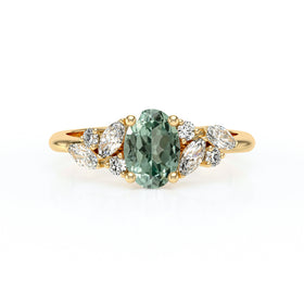 Solitaire accompagné saphir vert diamant Divine Idylle - 23