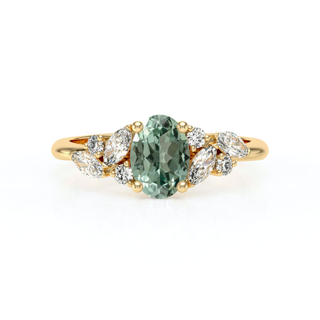 Solitaire accompagné saphir vert diamant Divine Idylle - 23