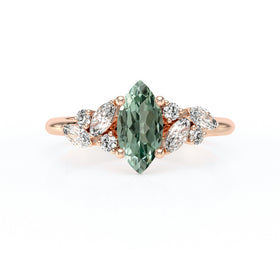 Solitaire accompagné saphir vert diamant Divine Idylle - 24